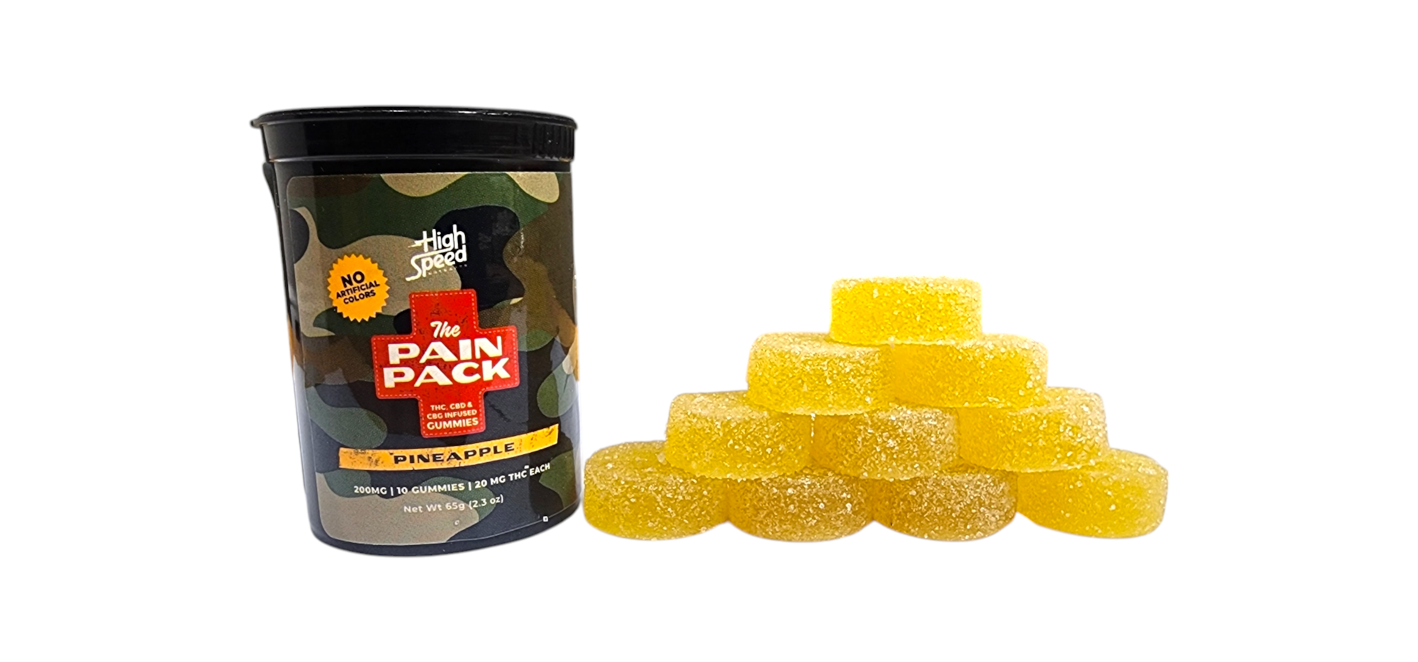 Photograph of product: 20mg ALT Cannabinoid Gummies - Pain Pack Pineapple (10 Pack) - HSE