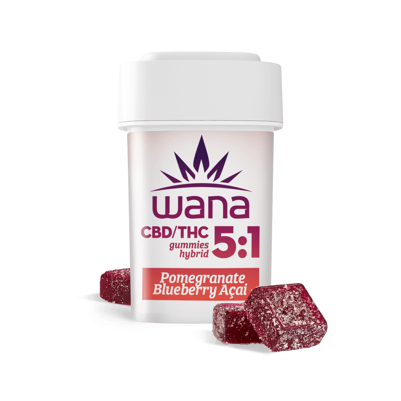 Photograph of product: Classic Pomegranate Blueberry Acai 5:1 CBD/THC Gummies [20 pack] | 100mg - 
