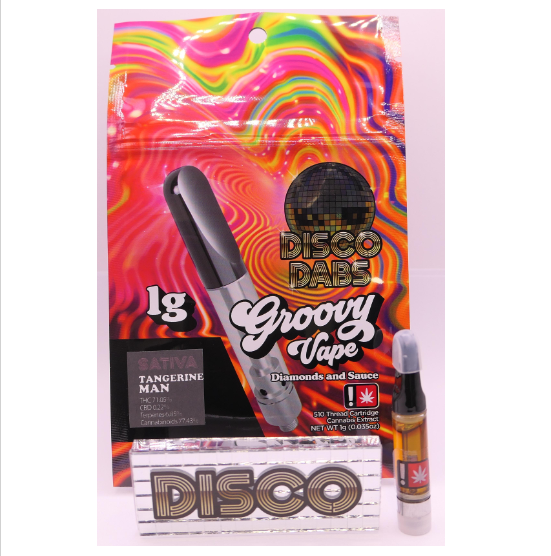 Photograph of product: Disco Dabs | Vortex Live Resin Blend Cartridge | 1g