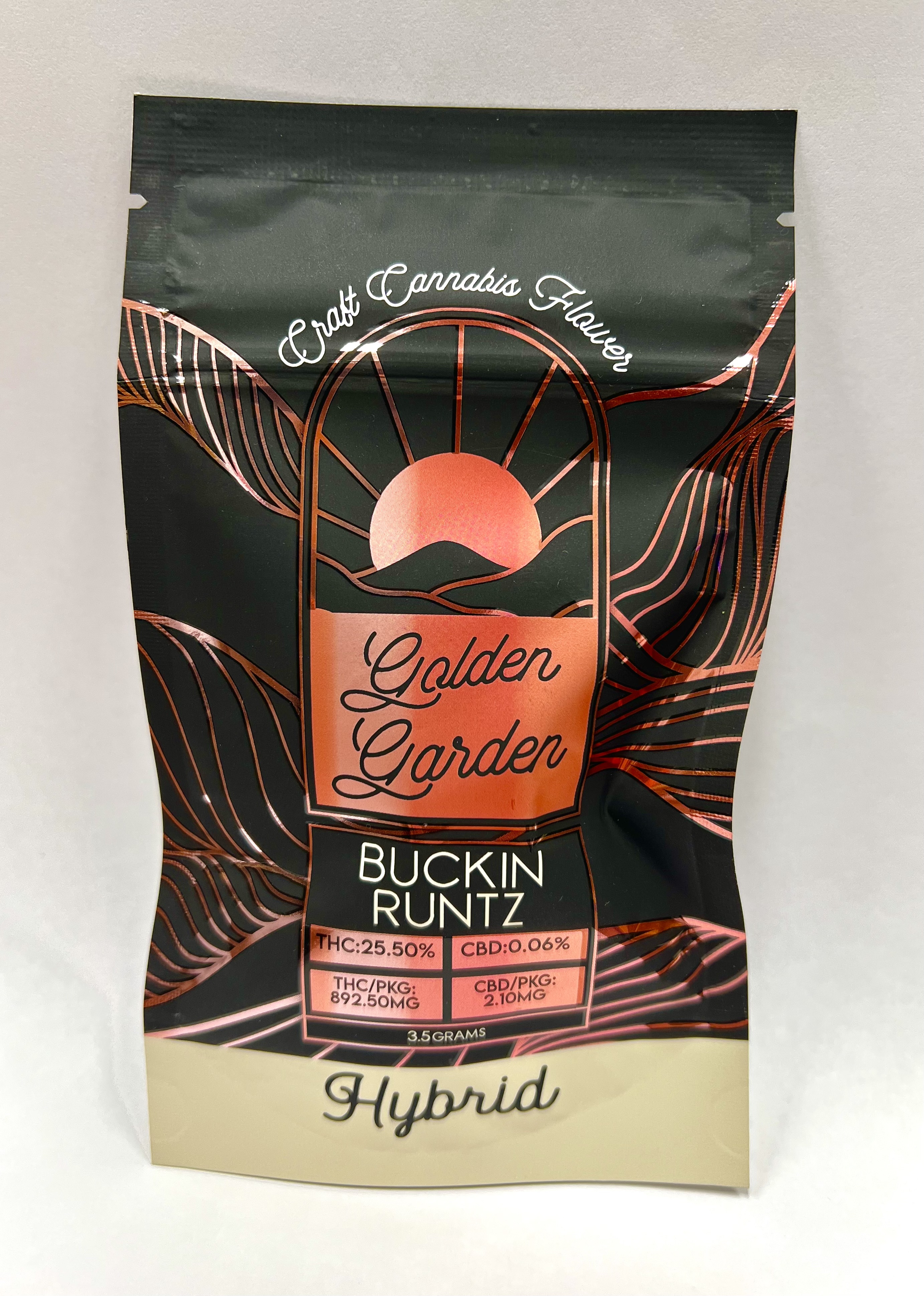 Photograph of product: Golden Garden Buckin Runtz Hybrid Light Assisted Flower - 3.5g