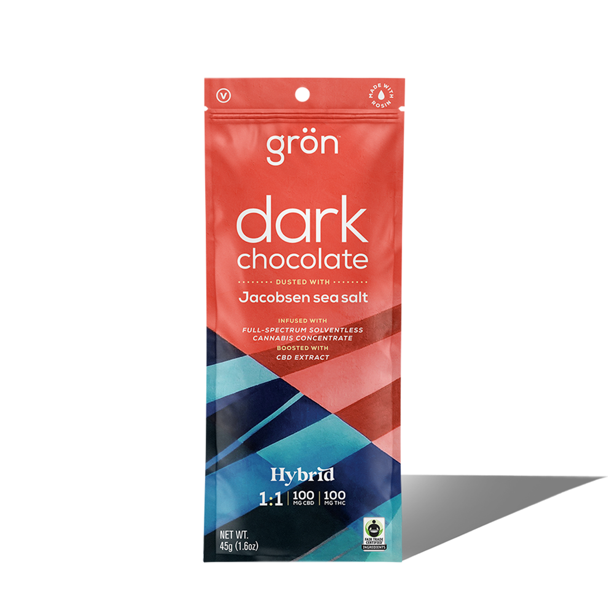Photograph of Product: 1:1 Dark Chocolate Sea Salt Bar - CBD/THC