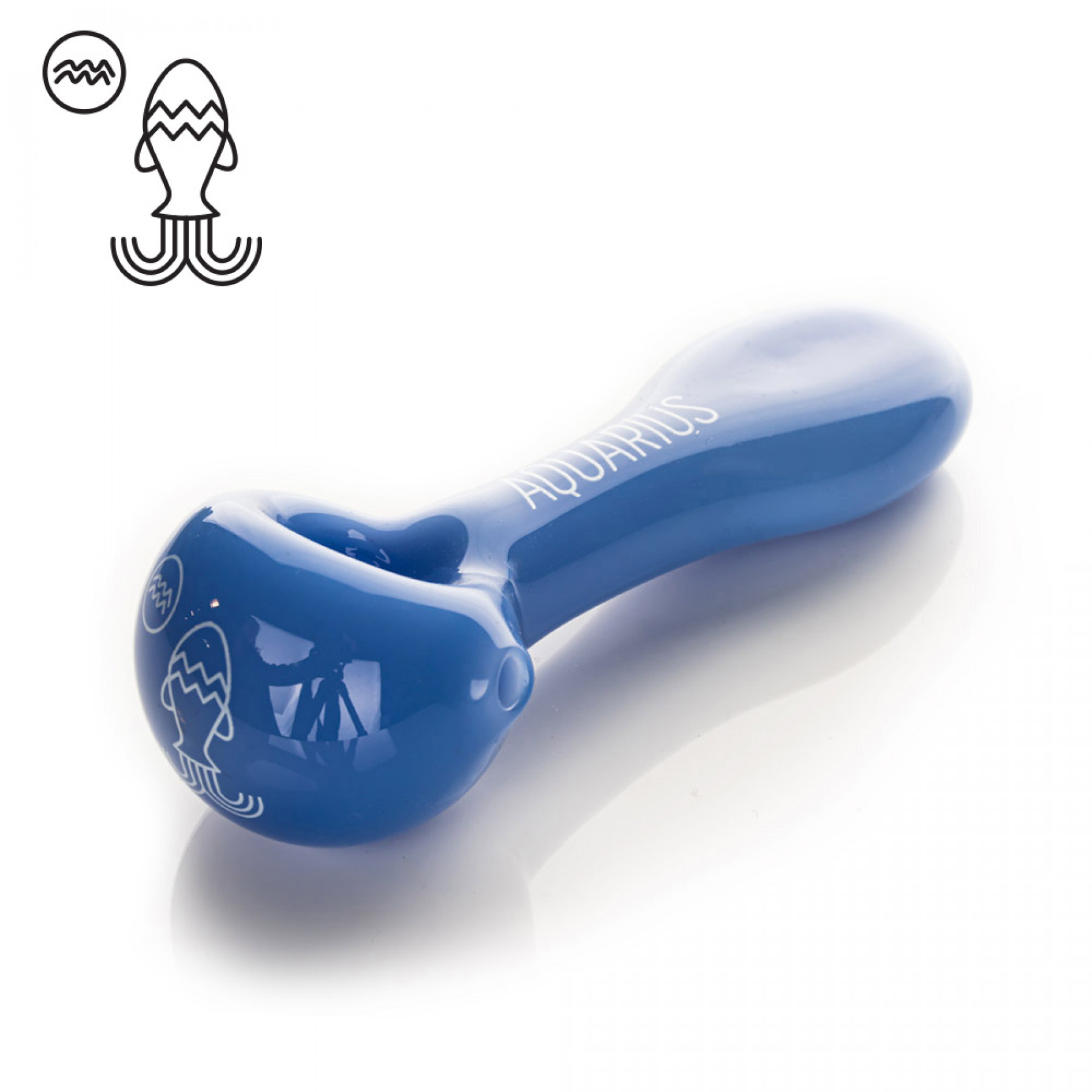 Photograph of product: Red Eye Glass 4.5" Periwinkle Aquarius Spoon Hand Pipe W/Flat Mouthpiece