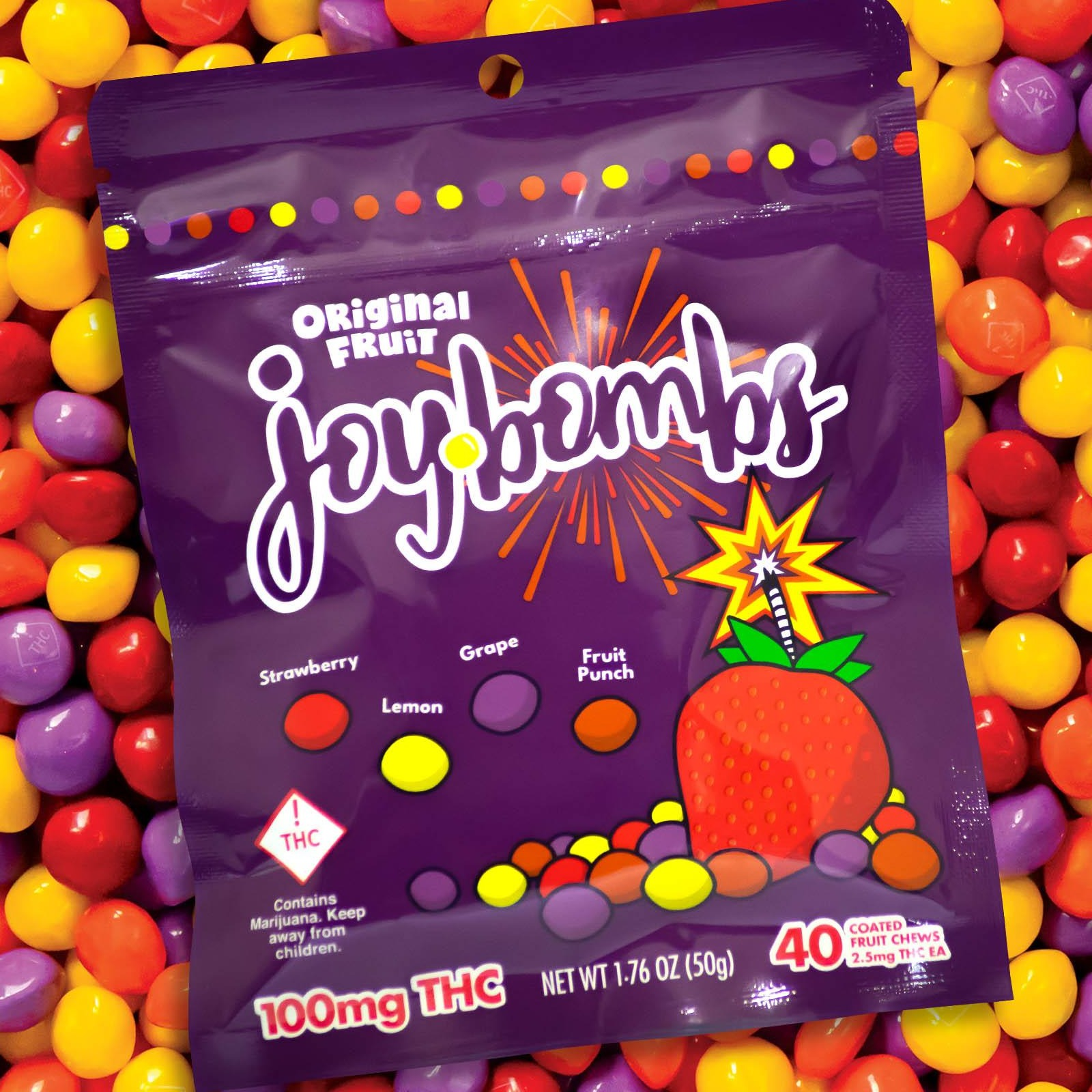 Photograph of product: Original Fruit (H)- 100mg Fruit Chews - Joy Bombs