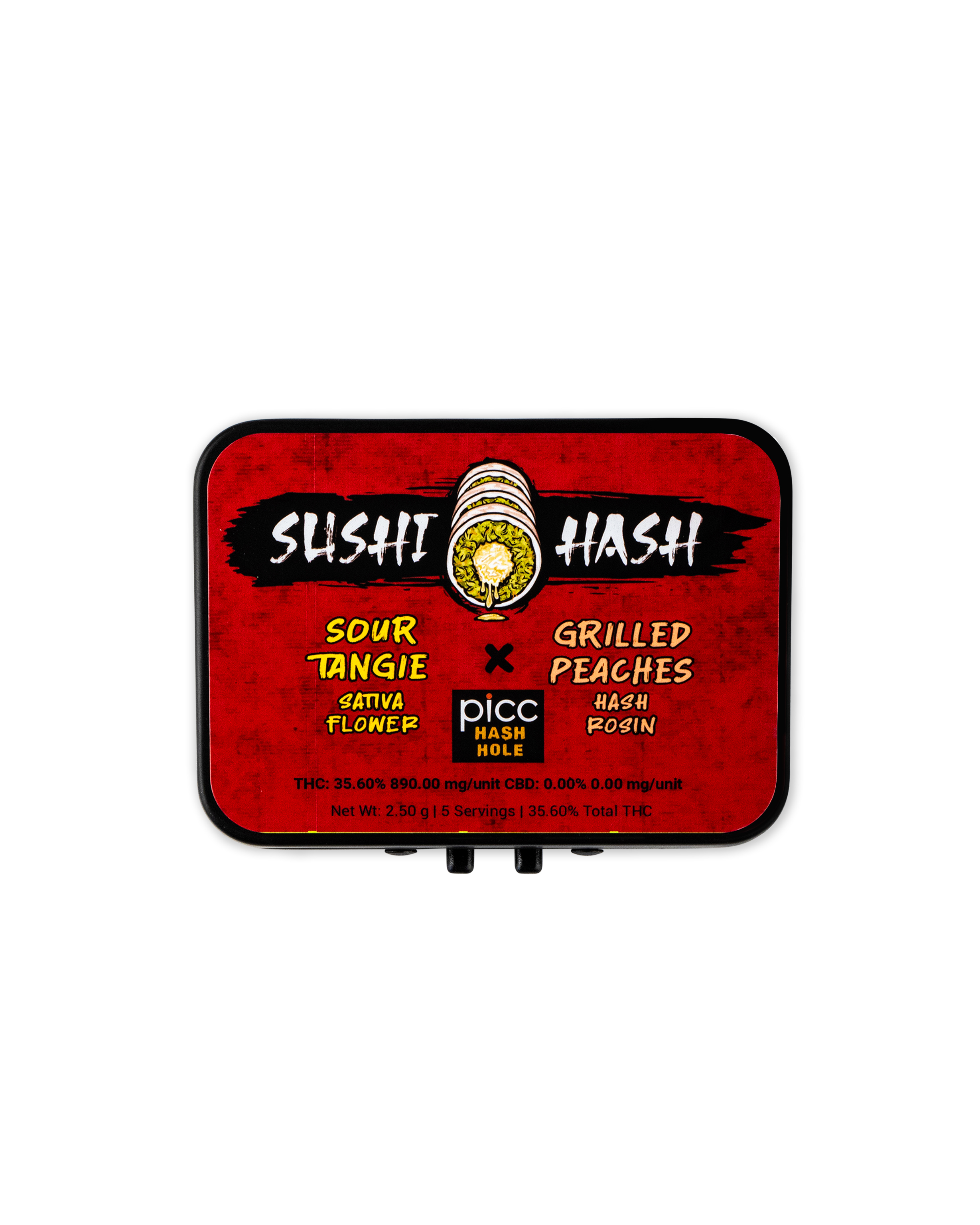 Photograph of product: Infused Sushi au chocolat Hole SOUR TANGIE x GRILLED PEACHES | 5-Pack