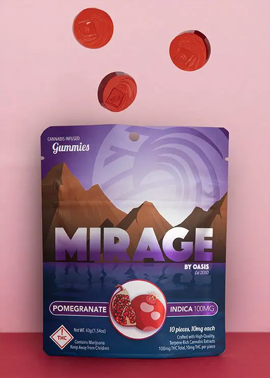 Photograph of product: Mirage 100mg Gummy (I) POMEGRANATE