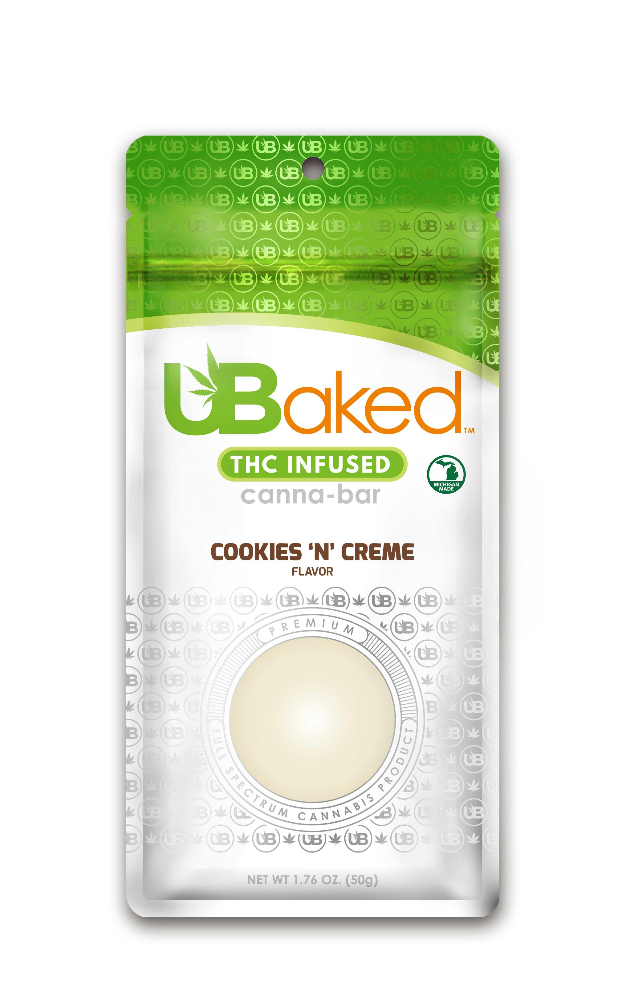 Photograph of Product: UBaked | Cookies & Cream Bar | 200mg