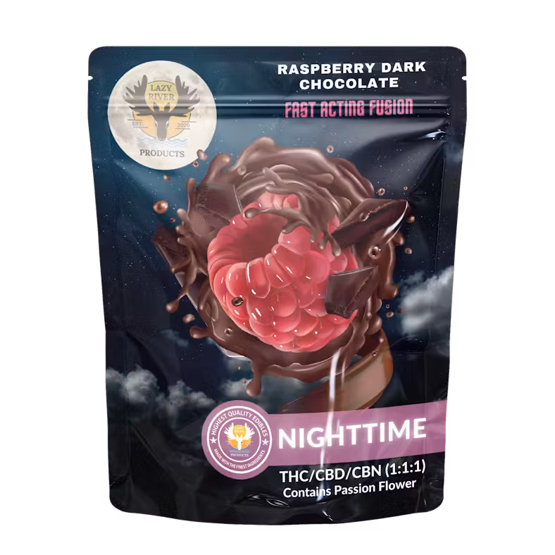 Photograph of product: Dark Chocolate Raspberry 1:1:1 | 50mg 10 Pieces