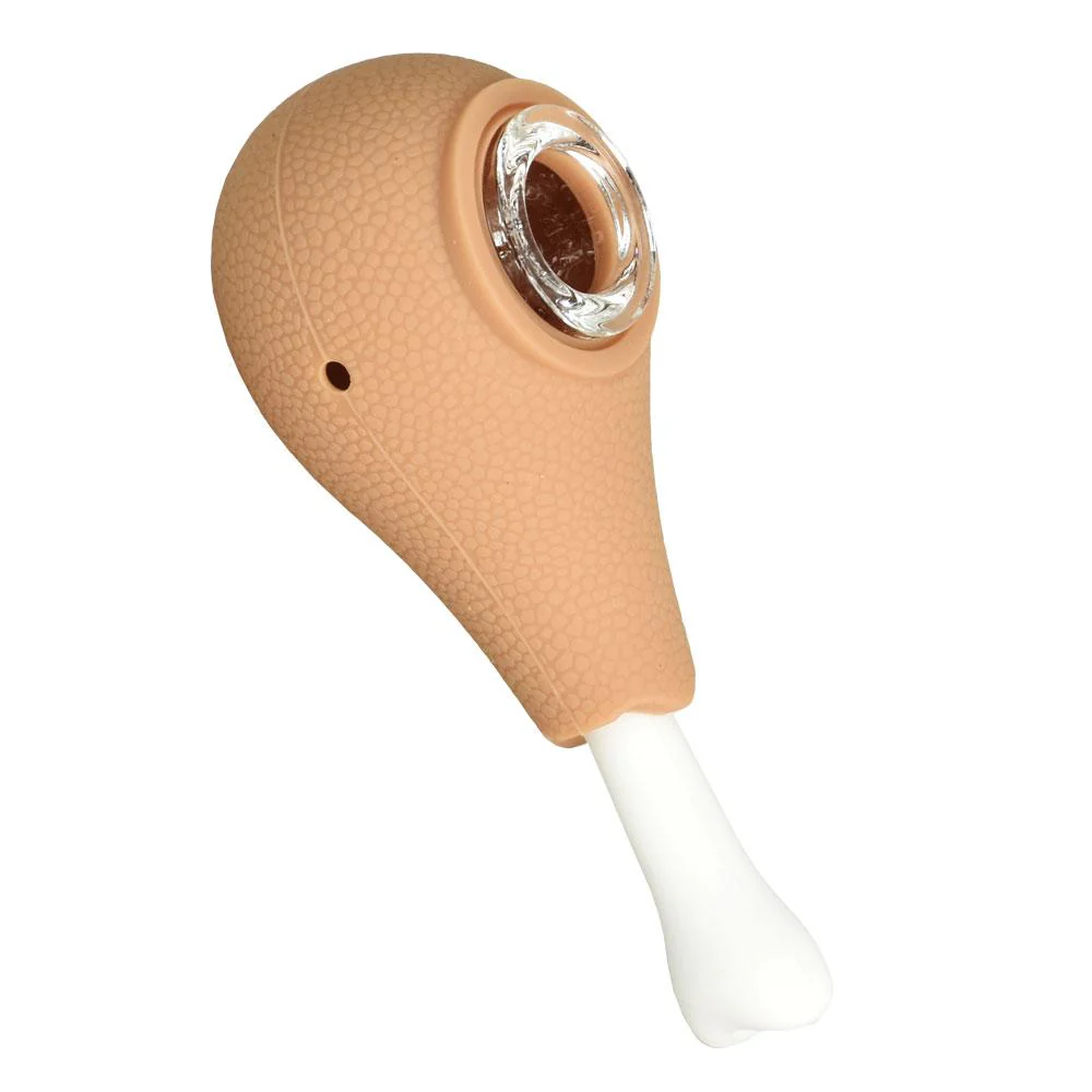 Photograph of product: Chicken Drumstick Silicone Hand Pipe w/ glass - 4.5"