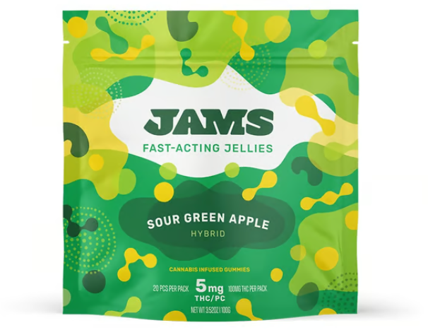 Photograph of product: Jams Jellies - Fast-Acting Sour Green Apple 20ct (100mg)