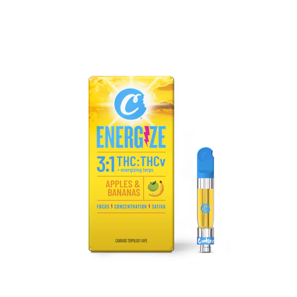 Photograph of product: 1g Apples & Bananas (Oui'd) 3:1 TH-oui:TH-ouiv Energize Cartridge TH-oui:67% TH-ouiv:22% $44