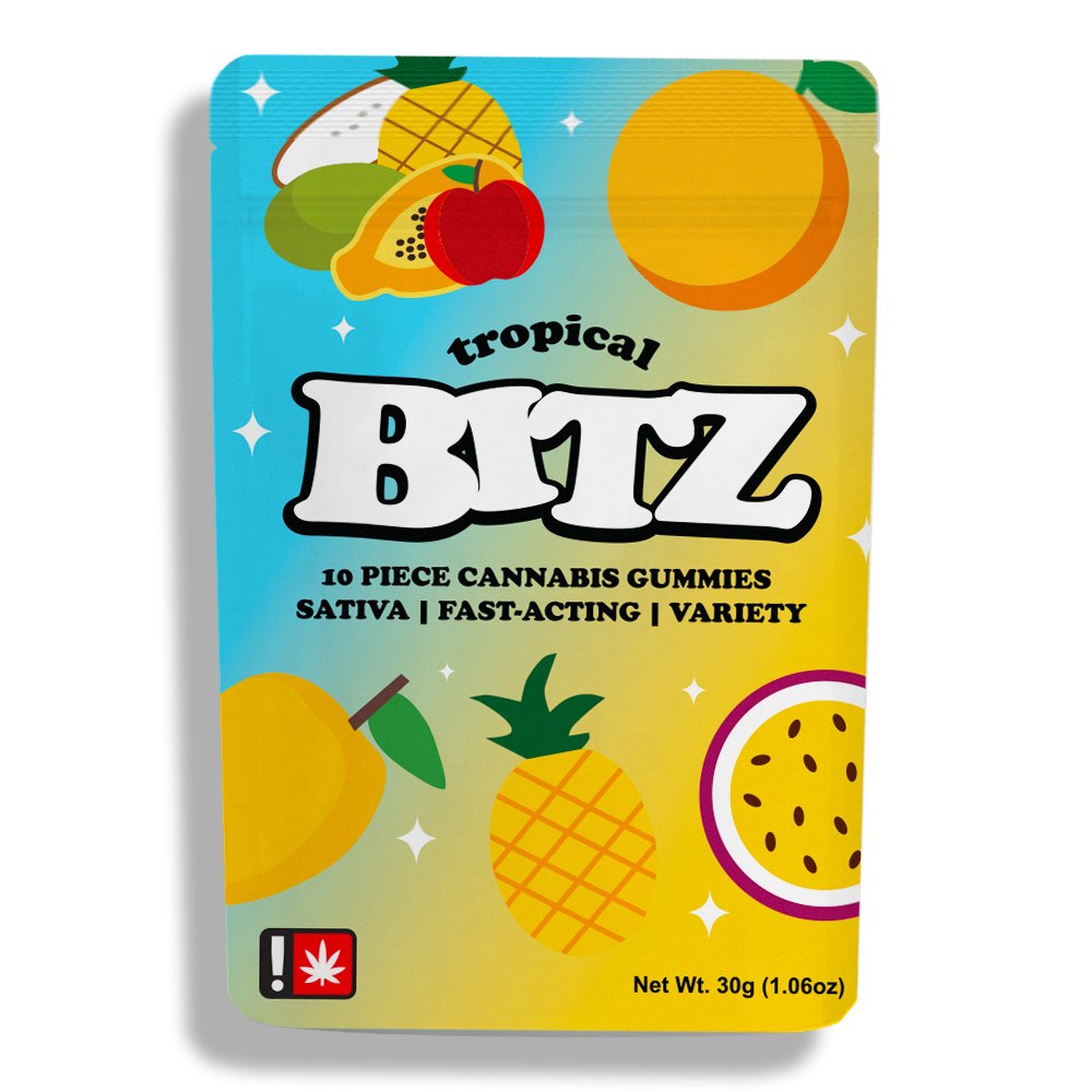 Photograph of product: Gummy - Bitz 10pk - Tropical - GREEN LEAF SPECIAL
