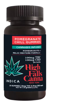 Photograph of product: E | High Falls Canna | Pomegranate Chill | Gummies | 20ct | 100mg