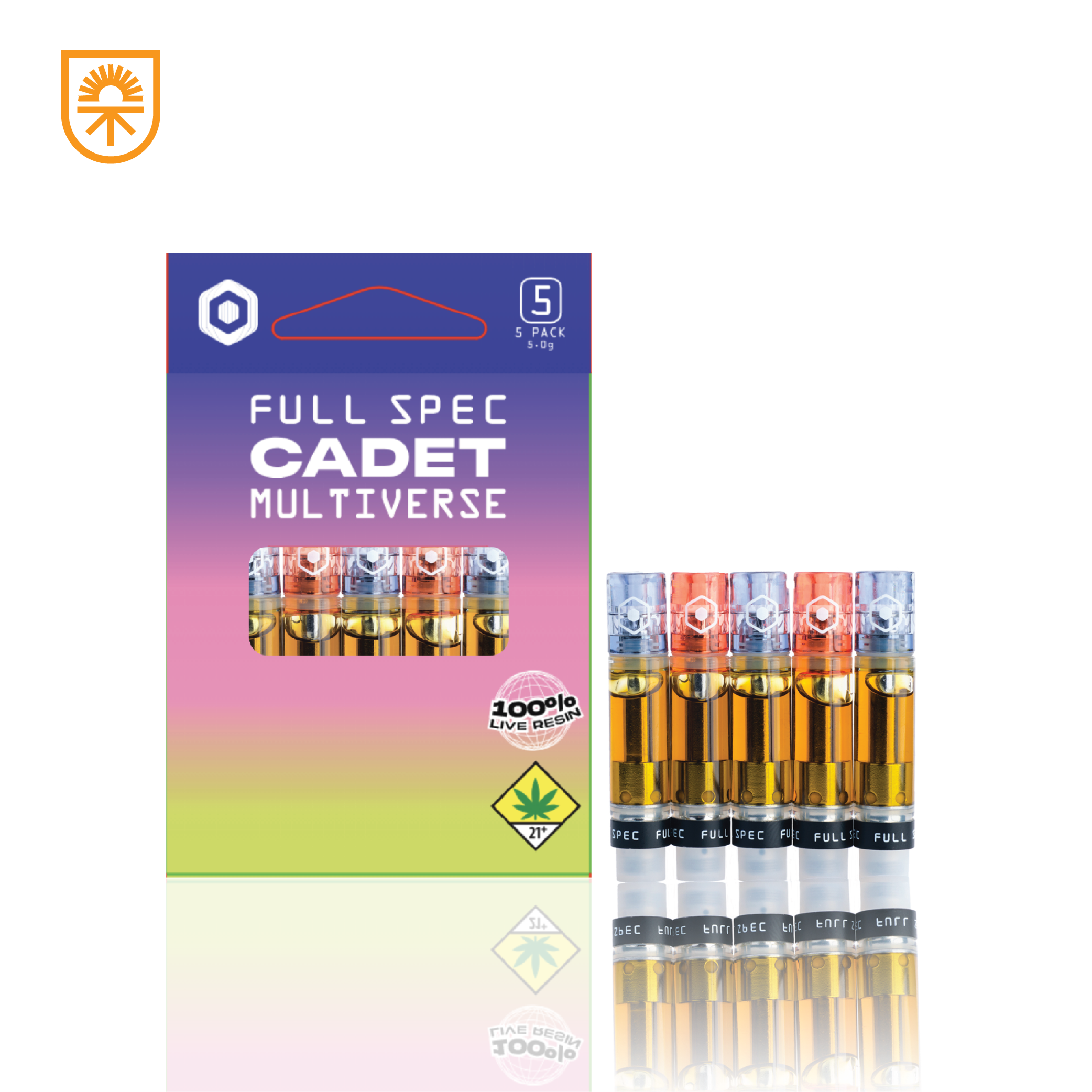 Photograph of product: (HS) Lavender Trainwreck x (HI) Papaya Punch - Cadet Multiverse Liquid Live Resin 5 Pack - 5g