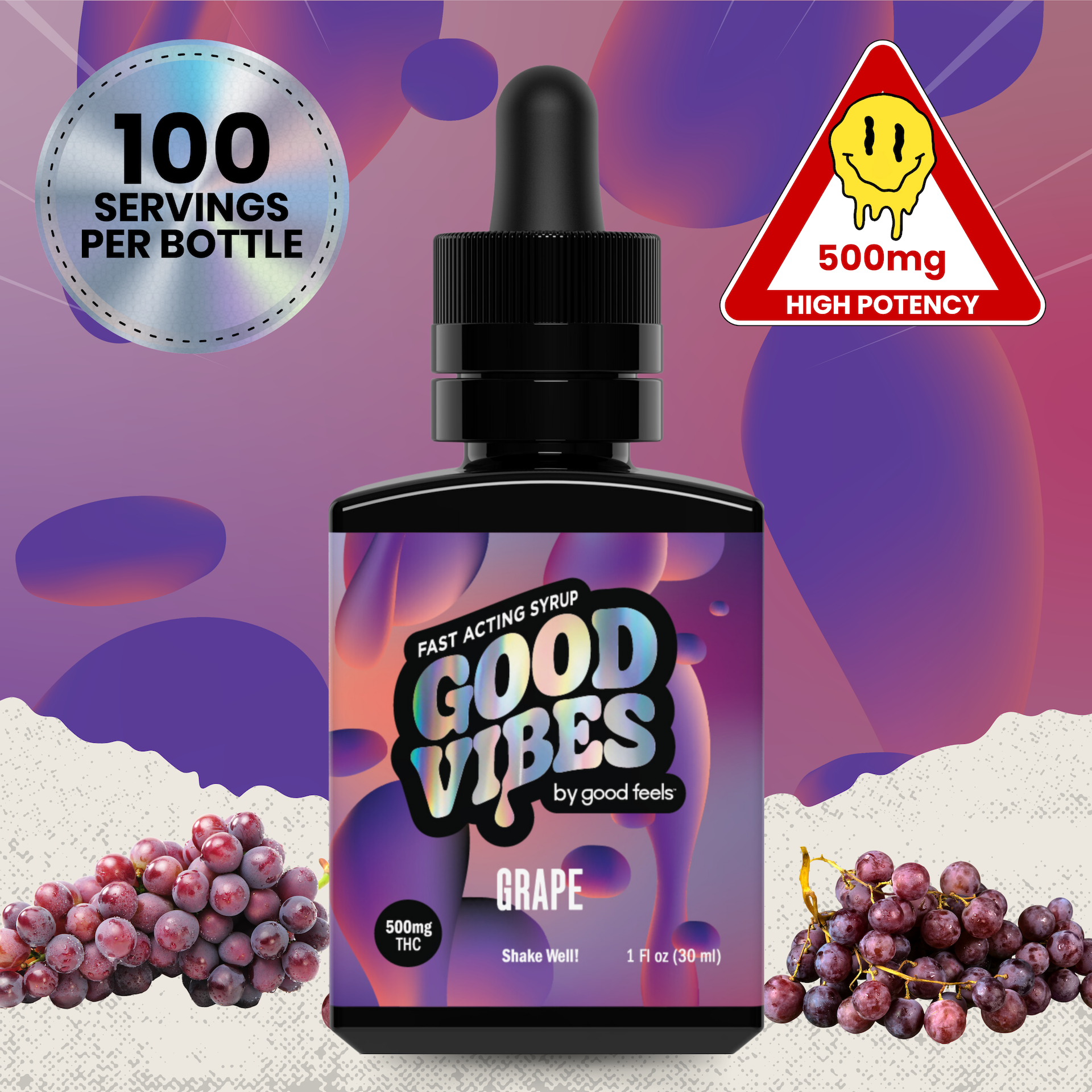 Photograph of product: Good Vibes - Grape - Tincture - 500mg