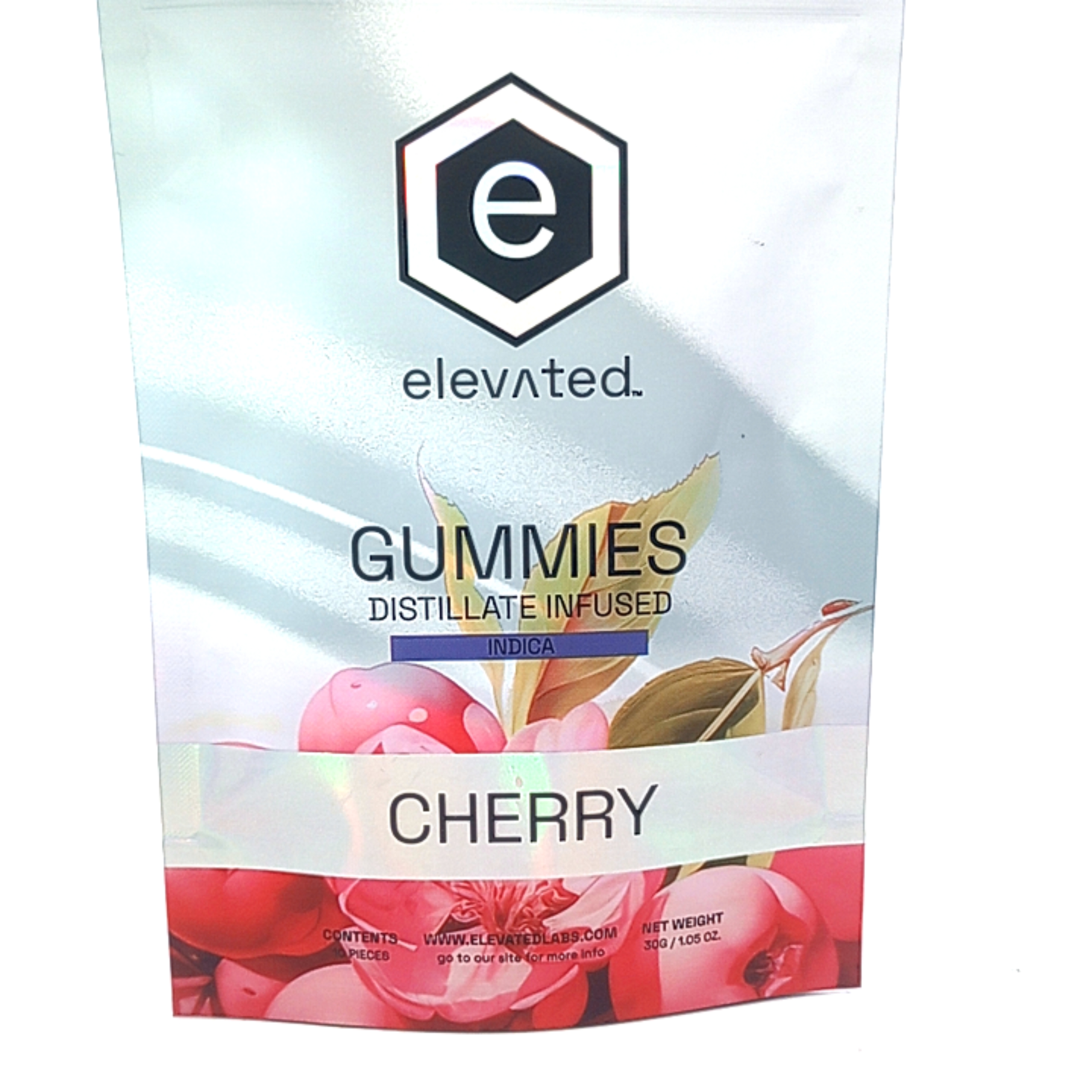 Photograph of product: Elevated - Gummies - 100mg - Distillate - Oui'd - Cherry