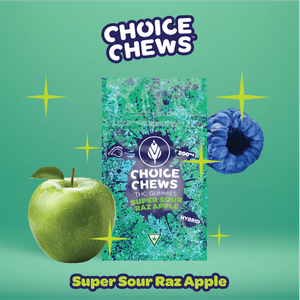 Photograph of product: Choice Gummy 10 Pack - Super Sour Raz Apple - 200mg