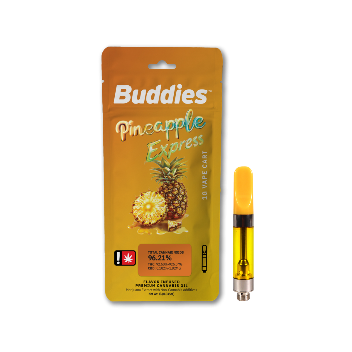 Photograph of product: Buddies Cartridge Distillate- Pineapple Express