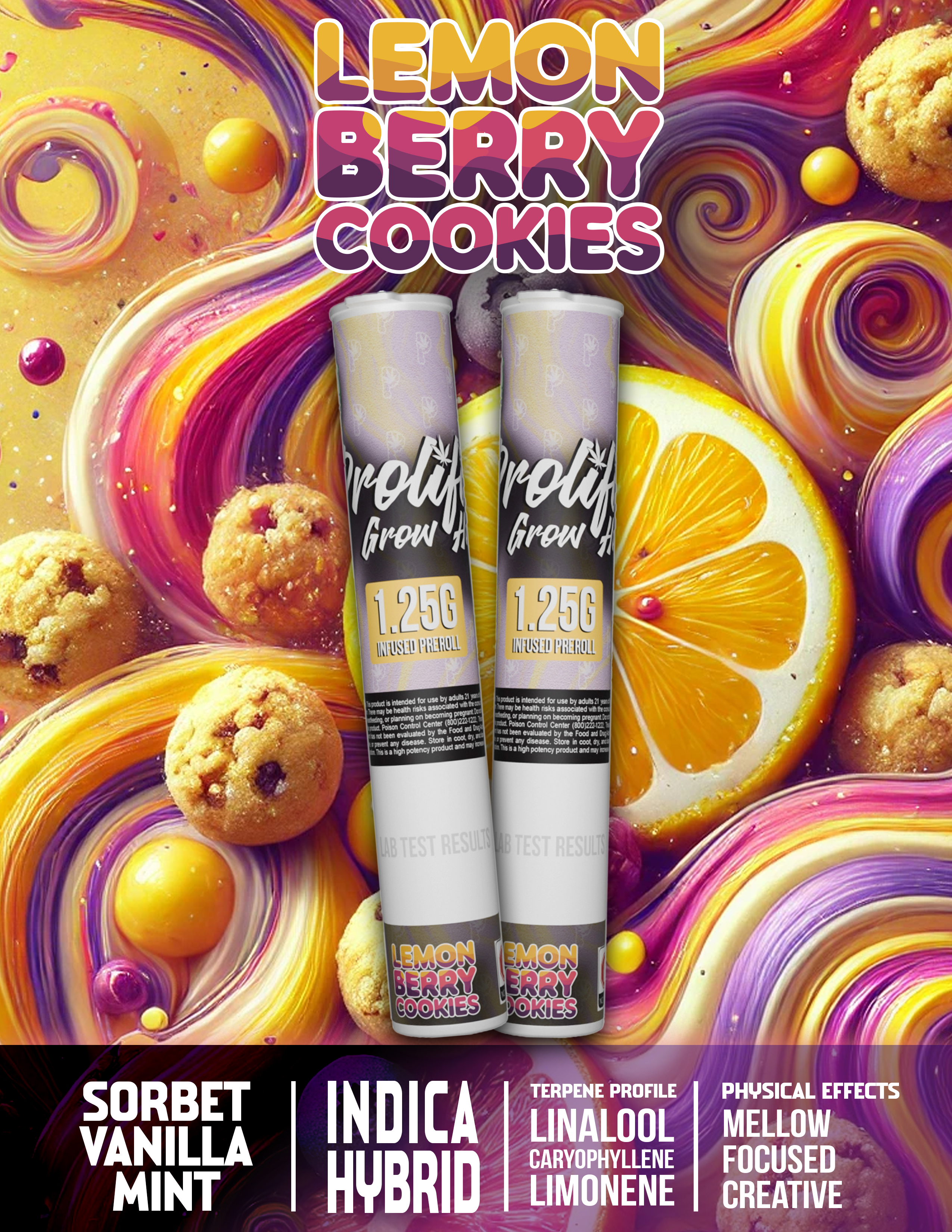 Photograph of product: Lemon Berry Cookies [MoonRock] - 1.25g - MoonRock Pre Roll