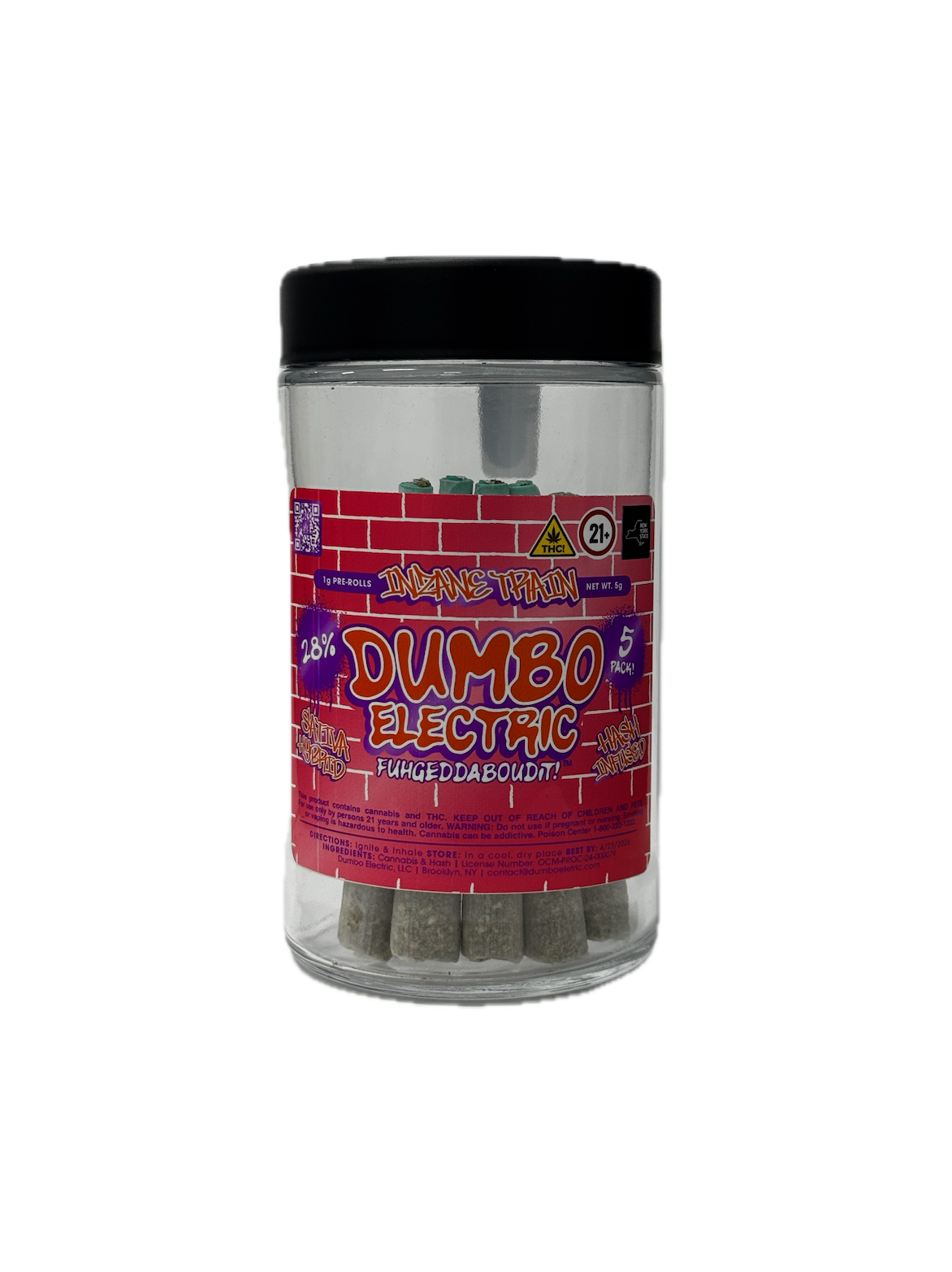 Photograph of product: DUMBO ELECTRIC Inzane Train 5pk 1g Infused Pre-Rolls