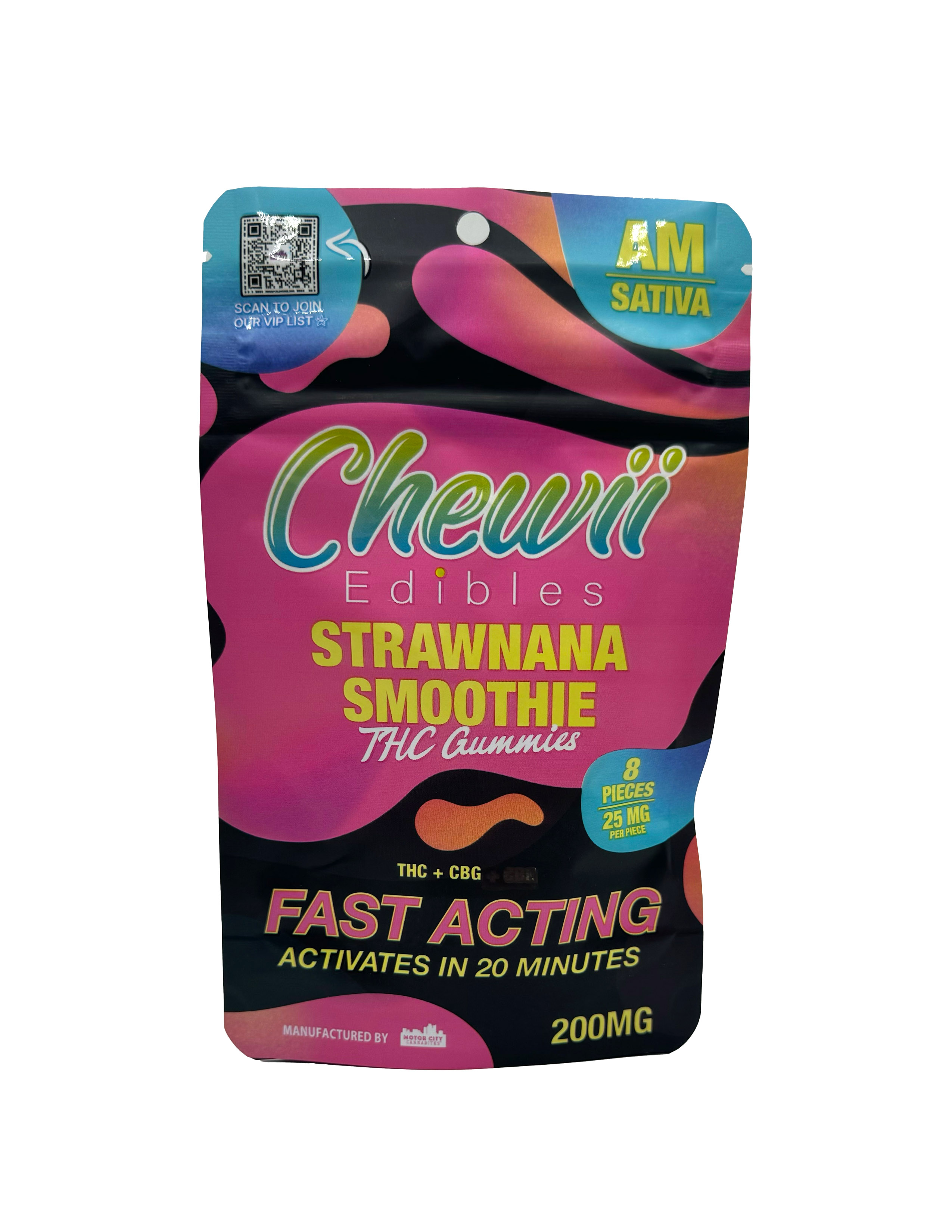 Photograph of product: Chewii Fast-Acting Strawnana Smoothie AM Gummies 200mg Rec