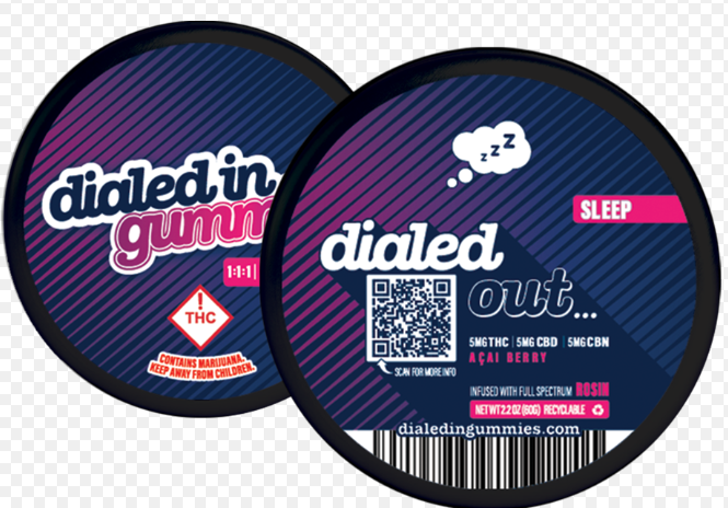 Photograph of product: Dialed In - Rosin Gummies - 1:1:1 CBD:TH-oui:CBN Sleep Gummies (I) 100mg