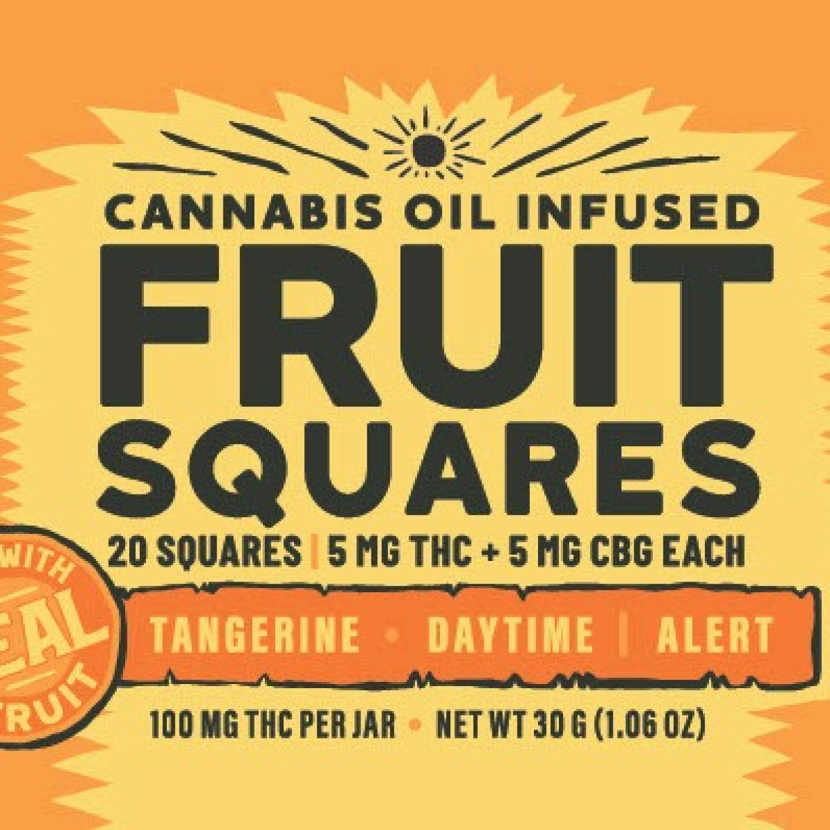 Photograph of product: Green River Oui'd | AM Tangerine Fruit Squares | 100mg Gummies