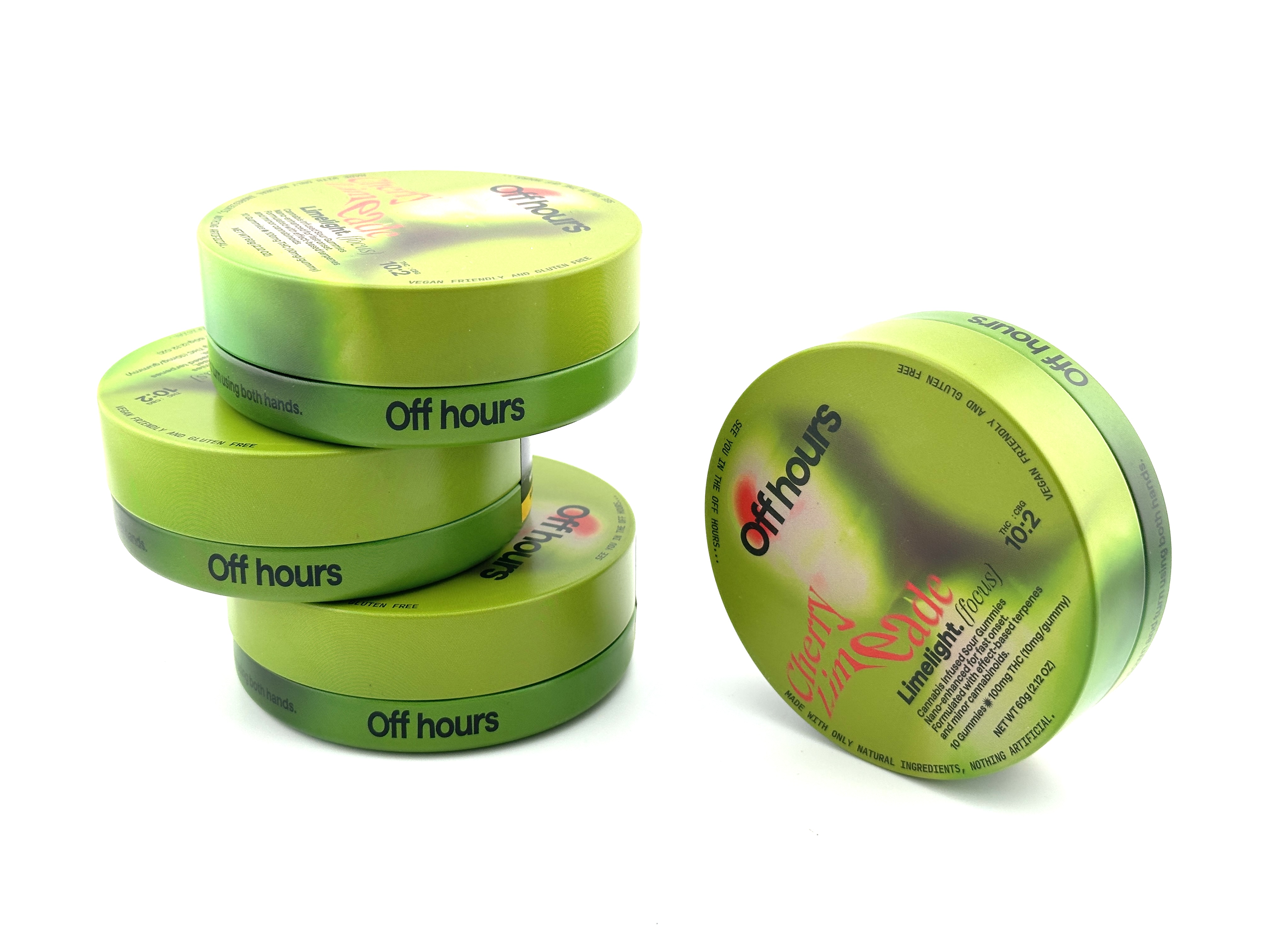 Photograph of product: OFF HOURS Oui'd Infused Gummies - Limelight - Cherry Limeade - 10 pcs - 10mgTHc/2mgCbg