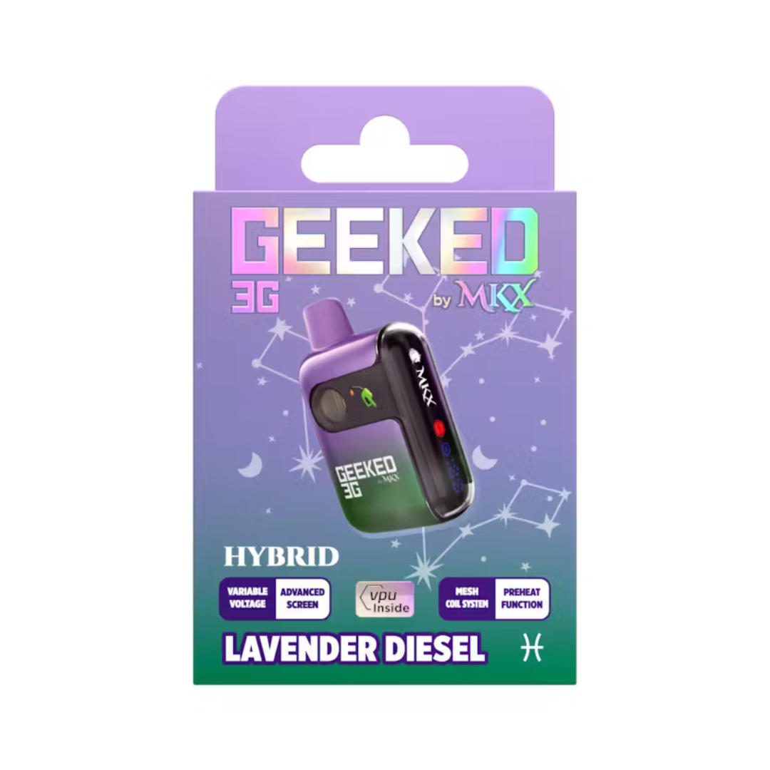 Photograph of Product: Geeked | Lavender Diesel Disposable Vape | 3g