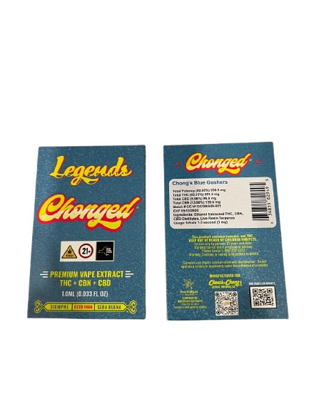 Photograph of product: Chong - Blue Gushers | TH-oui+ CBN+ CBD AIO