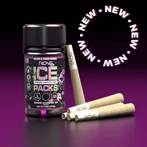 Photograph of product: ROVE 0.5G GRAPE STOMPER OG ICE PACK PRE-ROLL 5PK