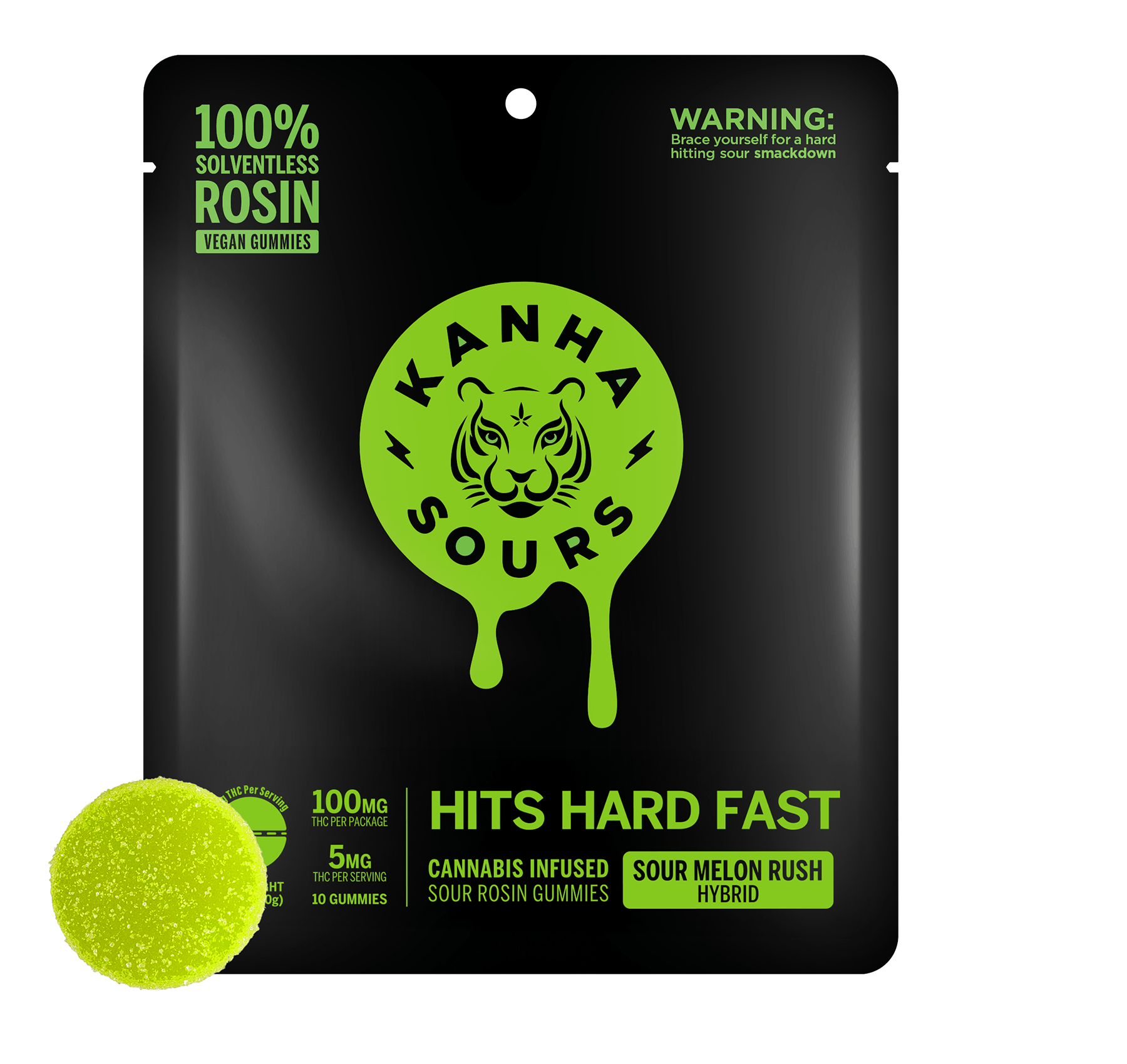 Photograph of product: SOUR MELON RUSH (H) SOUR ROSIN GUMMIES 100MG