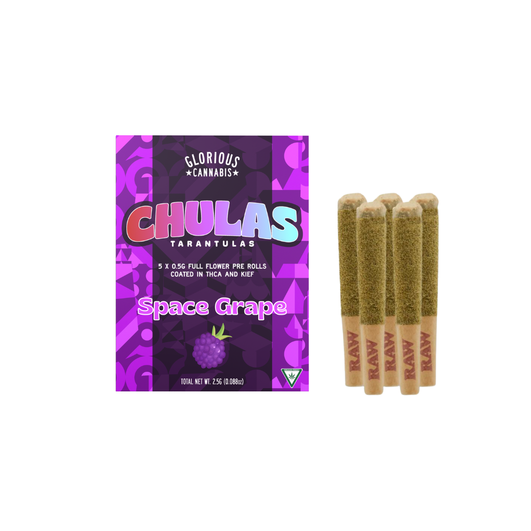 Photograph of product: Chulas | Space Grape Infused Pre-Roll Pack | 5x0.5g | 2.5g
