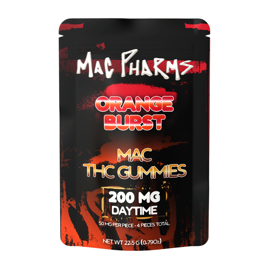 Photograph of product: Mac Pharms - 200mg Gummies - Orange Burst