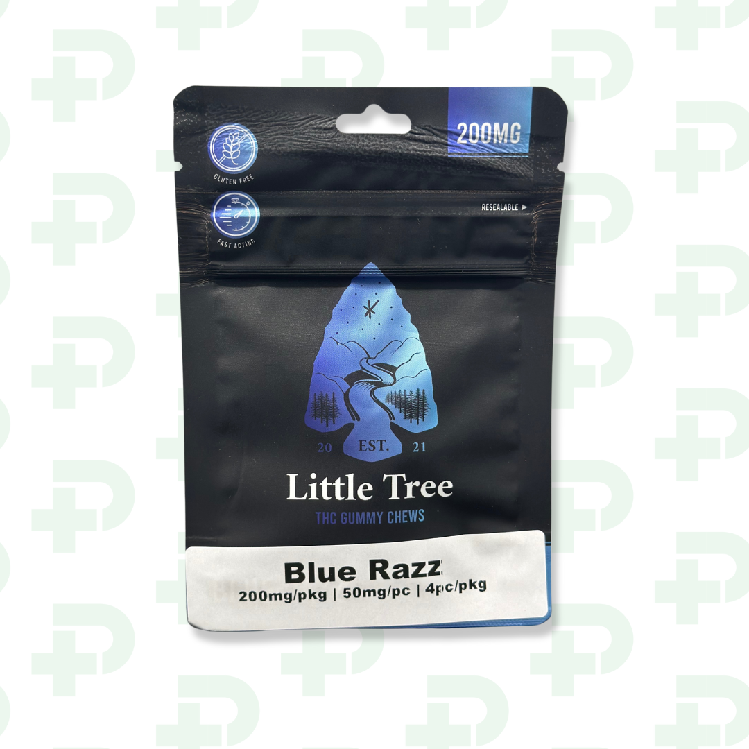 Photograph of product: Little Tree 200mg Gummy Chews - Oui'd - Blue Razz