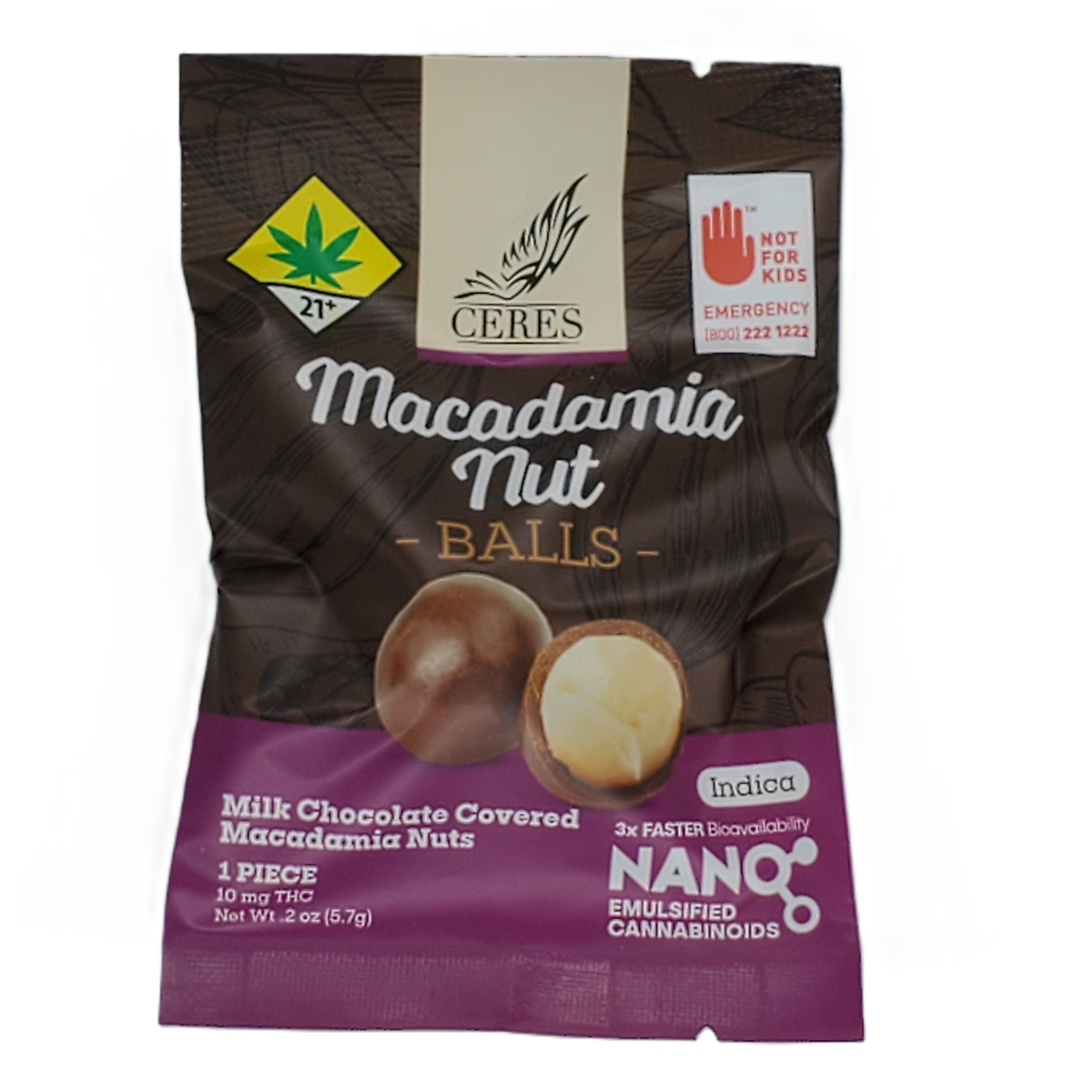 Photograph of product: Ceres Chocoballs Oui'd Macadamia Nut Single 10mg
