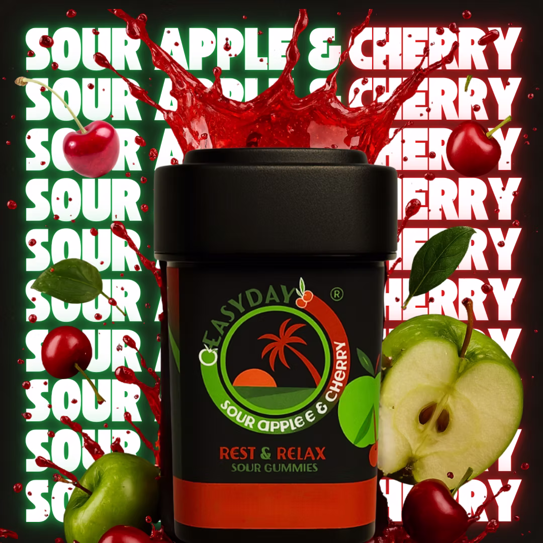 Photograph of product: Easyday I Rest & Relax  I Sour Apple & Cherry I 20mg TH-oui:5mg CBG I 10pc