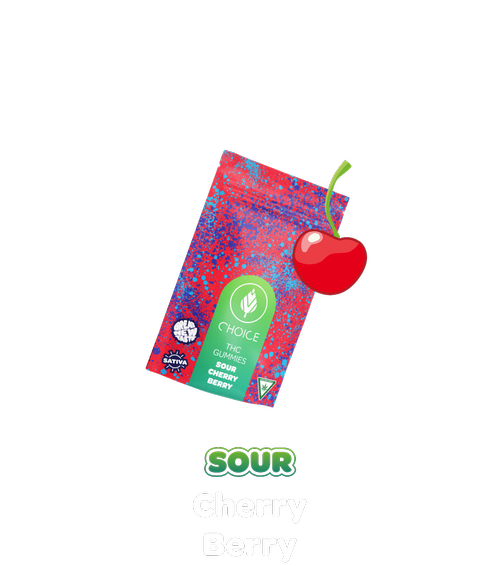 Photograph of Product: Choice Chews - Gummies - 100mg - Sour Cherry Berry - Sativa
