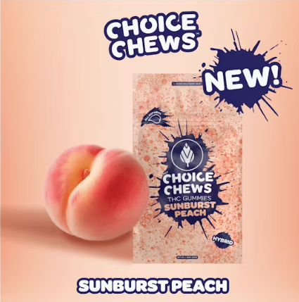 Photograph of product: Sunburst Peach Gummies | 100mg - Choice Chews