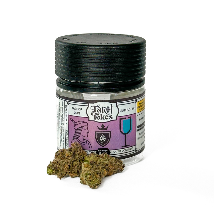 Photograph of Product: Tarot Tokes "Page of Cups" Stardust OG Flower Jar - 3.5g