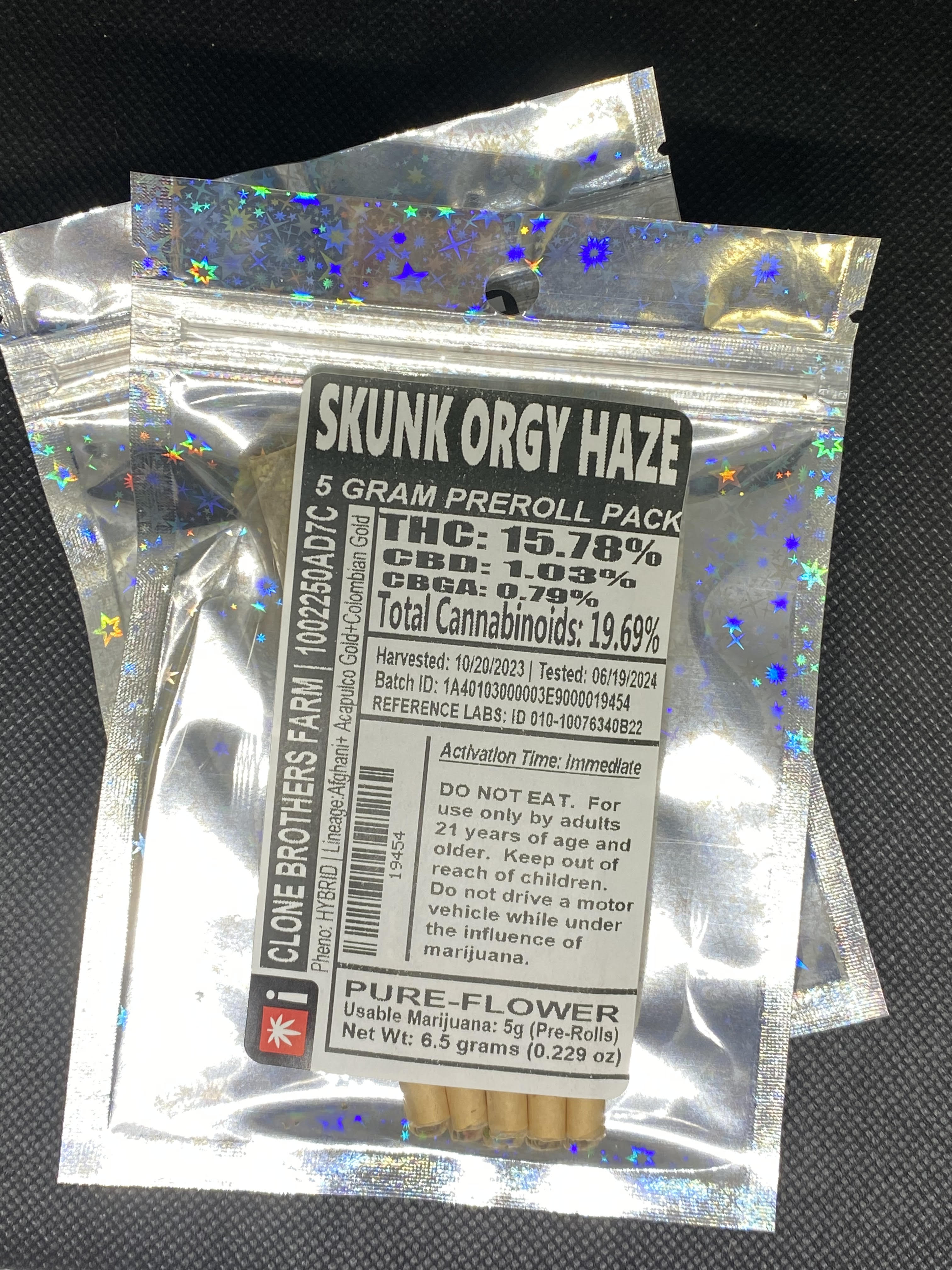 Photograph of product: CB - Pre Roll 5 Pack - Skunk Orgy Haze (H)