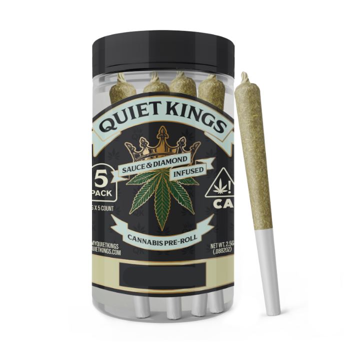 Photograph of product: Quiet Kings Infused 5pk Prerolls 2.5g Blueberry Pancake