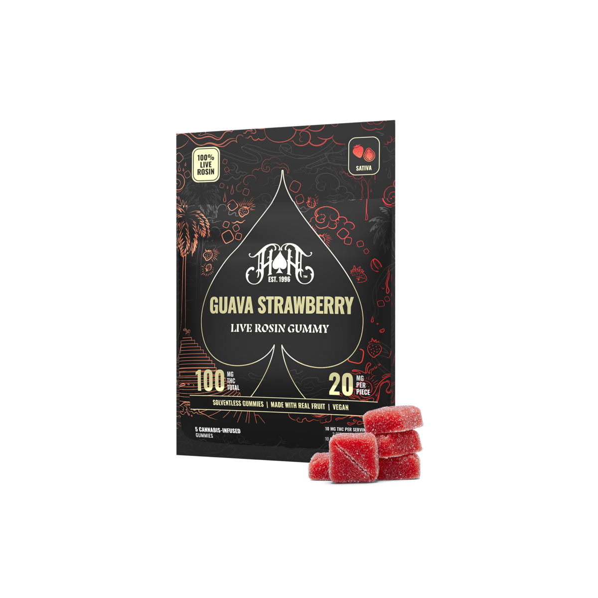 Photograph of Product: Guava Strawberry Live Rosin Gummies | 100mg