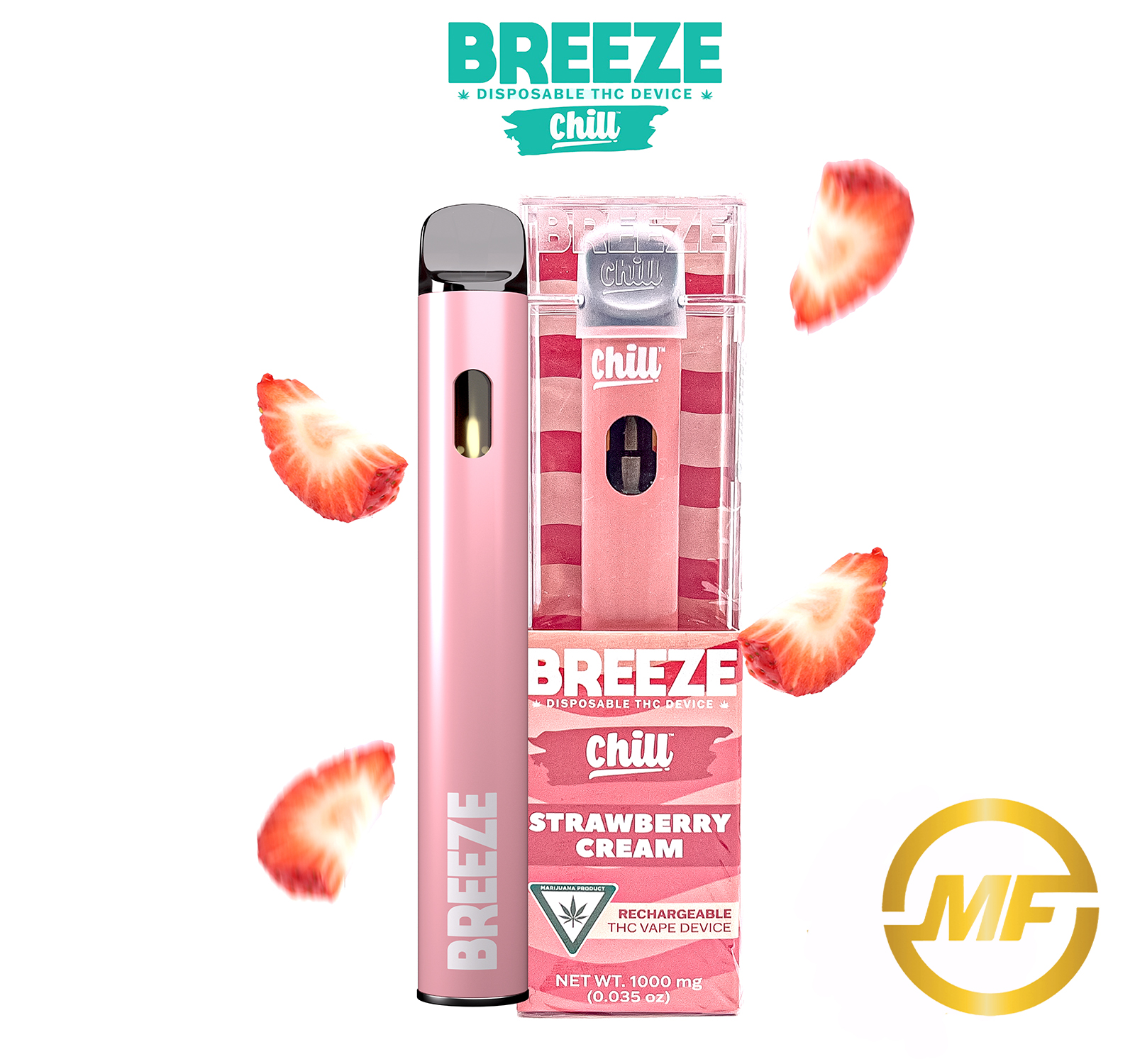Photograph of product: Breeze Canna | Strawberry Cream | 510 Cartridge | 1g