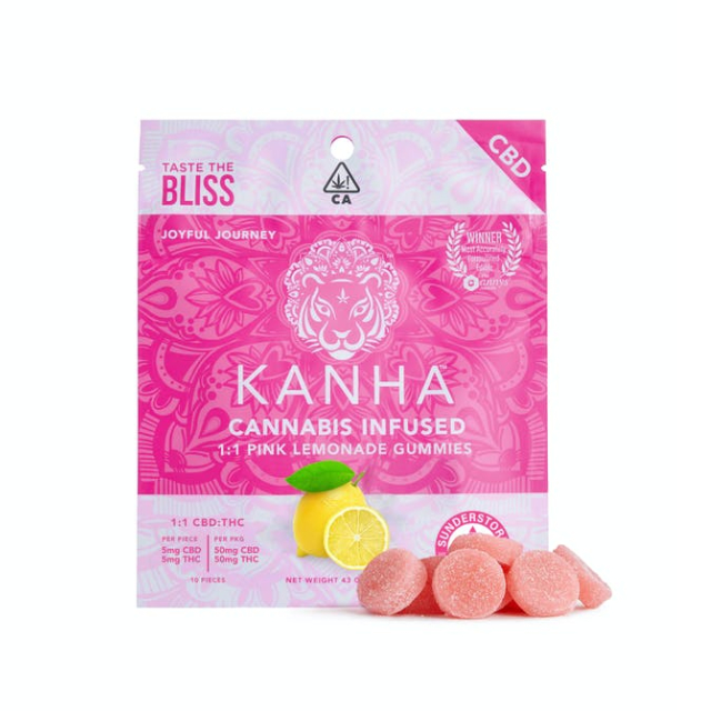 Photograph of product: PINK LEMONADE 1:1 (CBD:THC) 100MG 10 PACK GUMMIES