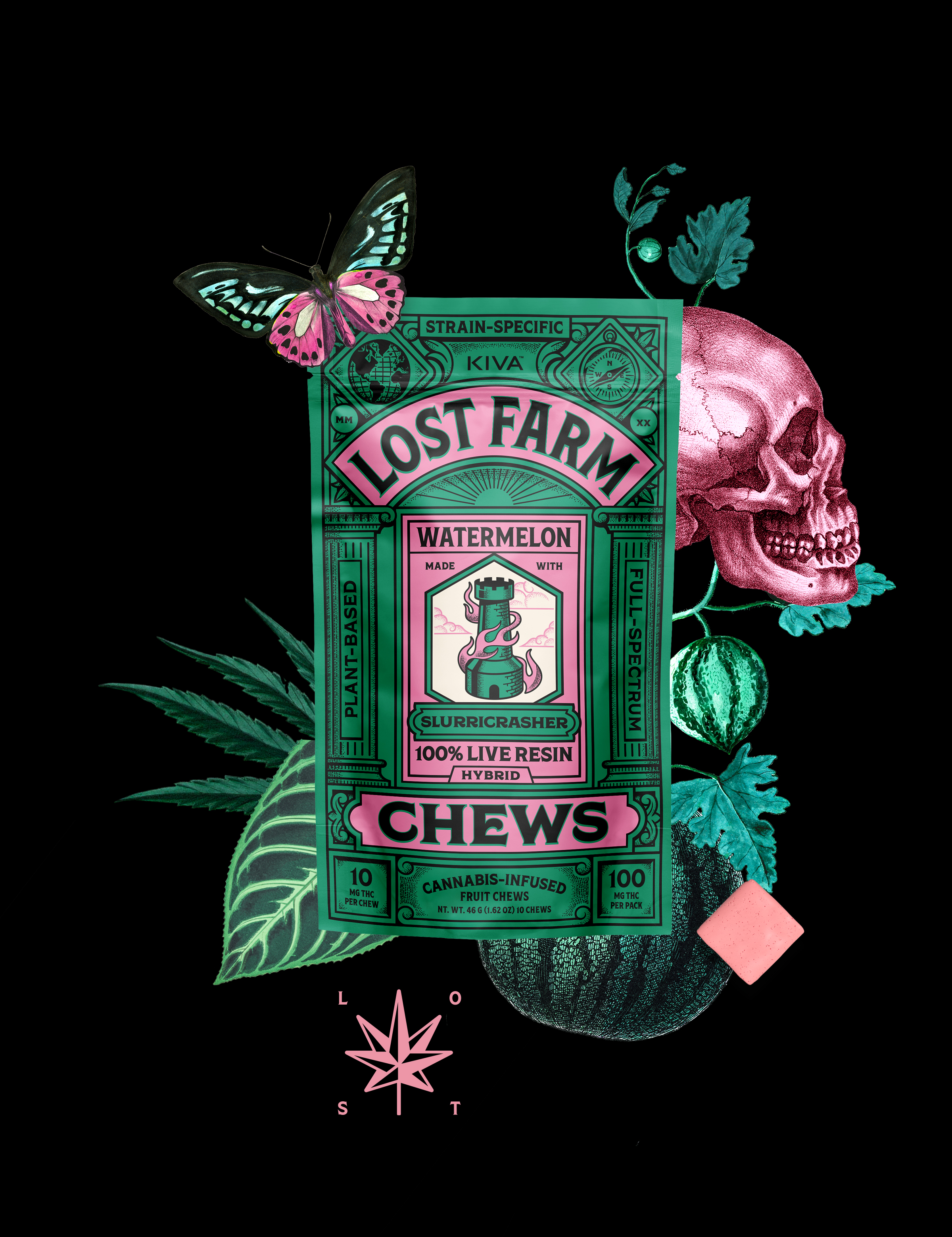 Photograph of product: Fruit Chews | Lost Farm | Watermelon [10pk/100mg] [Live Resin}