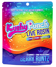 Photograph of product: Kushy Punch Gummies Live Rosin Berry Runtz 200mg