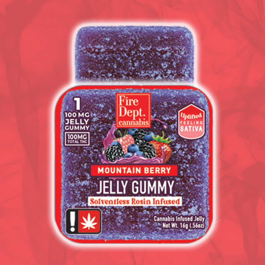 Photograph of product: 100mg Mountain Berry Oui'd - Jelly - Fire Dept.