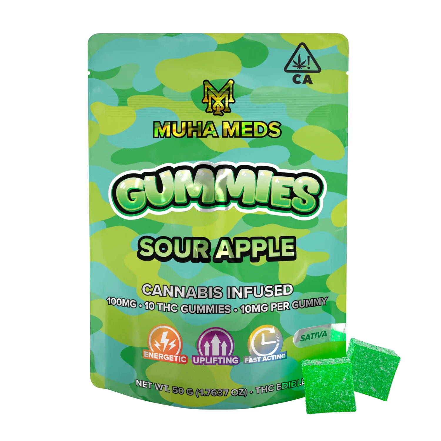 Photograph of product: Mambas | Sour Apple | Infused Gummies | 200mg | Oui'd