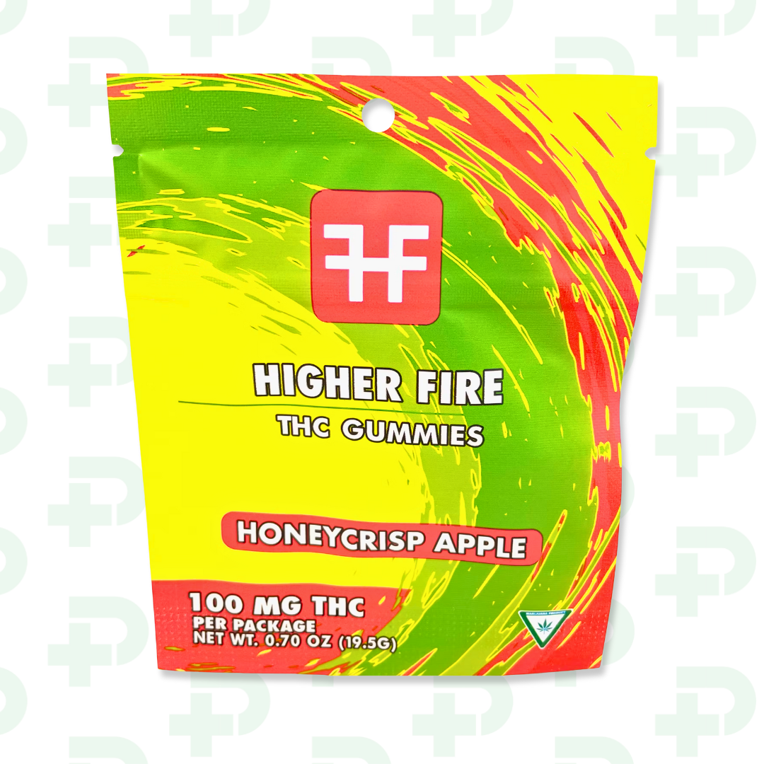Photograph of product: Higher Fire 100mg Gummies - Honeycrisp Apple