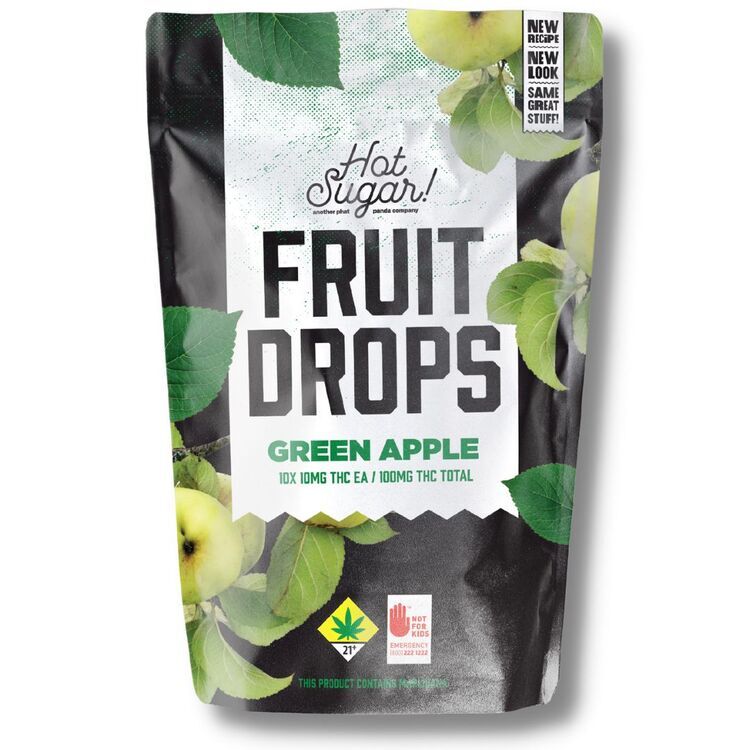 Photograph of product: Green Apple Fruit Drops 100mg Gummy Edibles (Hot Sugar)